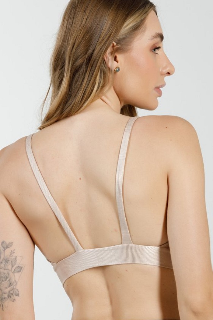 Top Canelado Alça Fina Nude