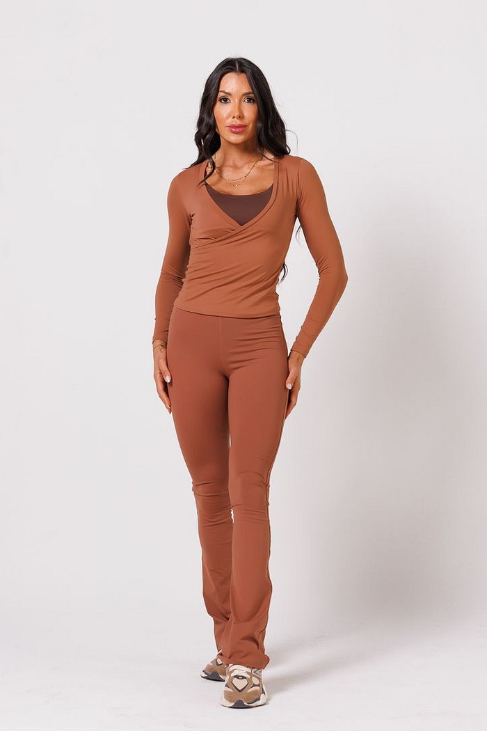 Conjunto Blusa + Legging Flare Bronze