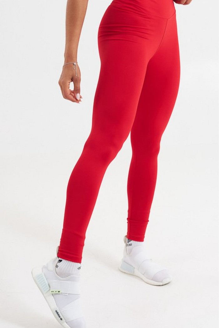 Legging Mari Vermelho com Rosa Chiclete
