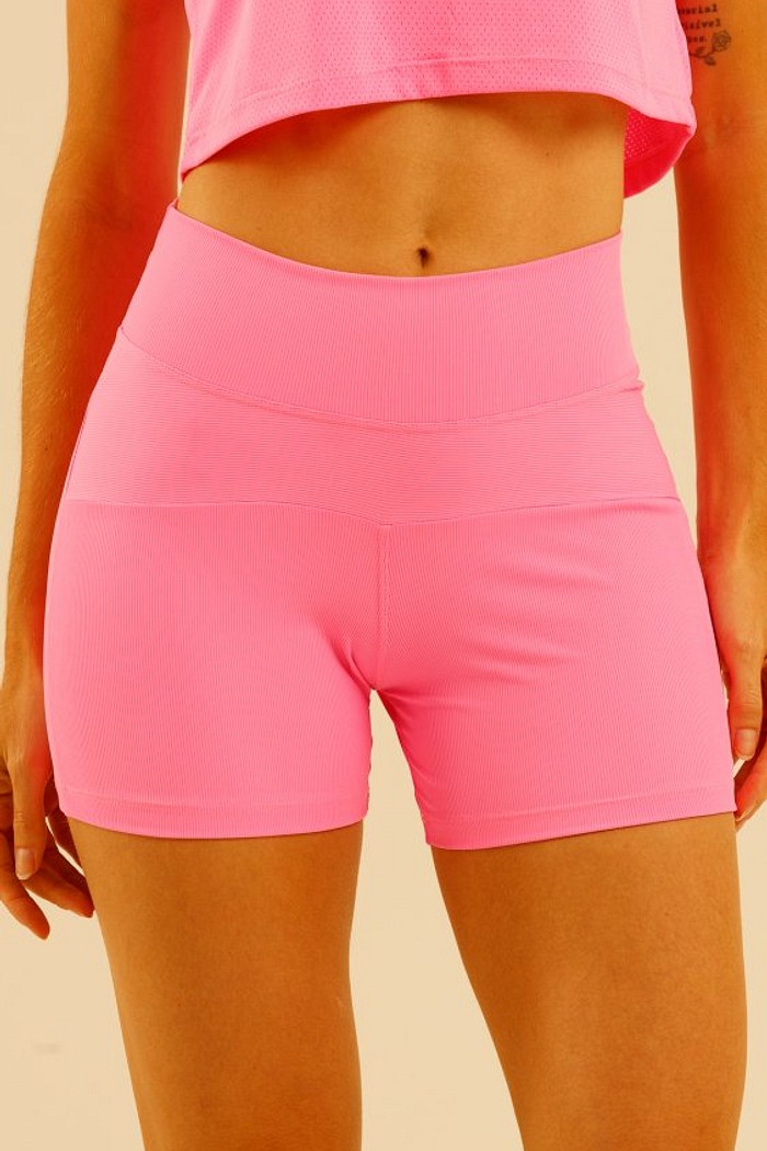 Shorts Matte Canelado Rosa