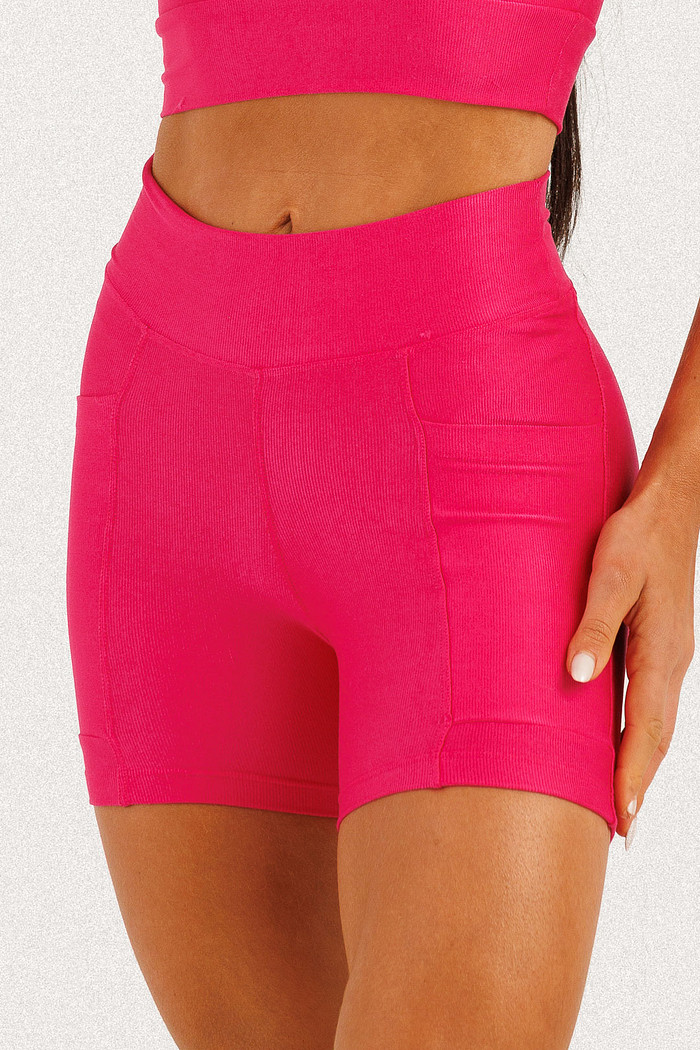 Shorts Canelado com Bolso Rosa Ruby