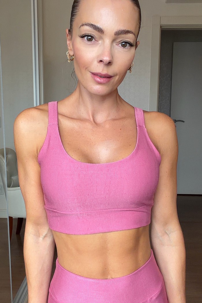 Top Canelado Alça Larga Rosa Blush