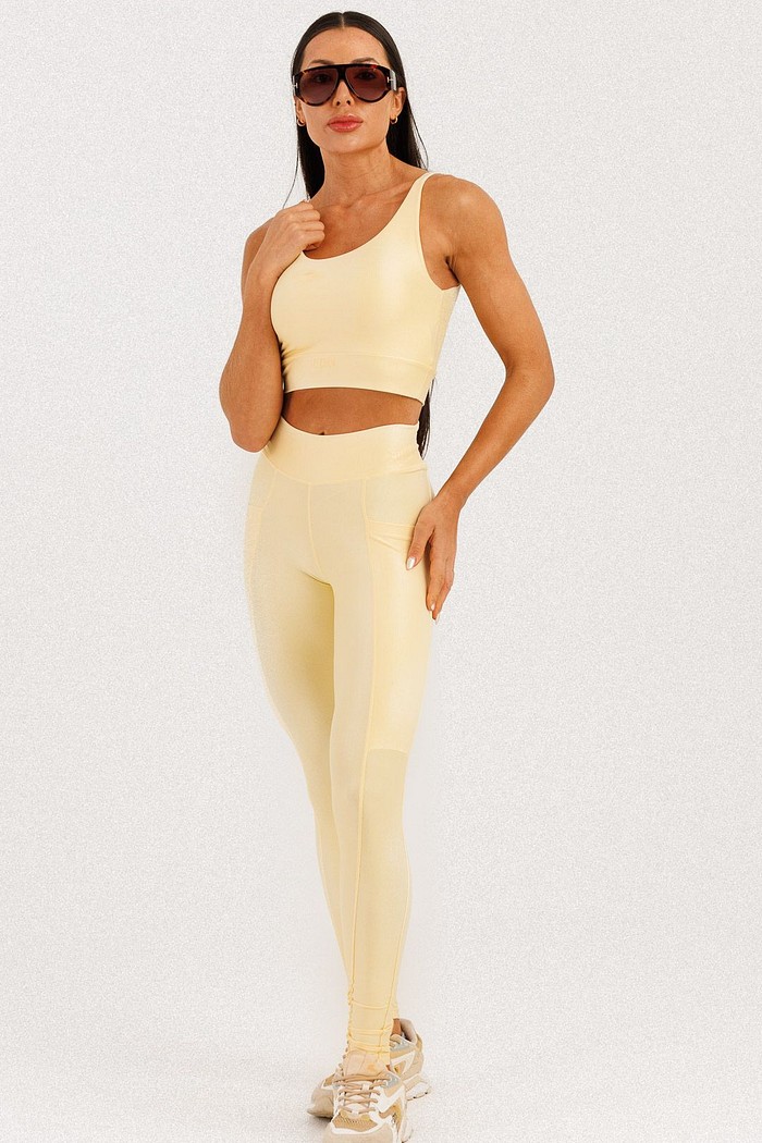 Conjunto Top Alongado + Legging com Bolso Canelado Pérola