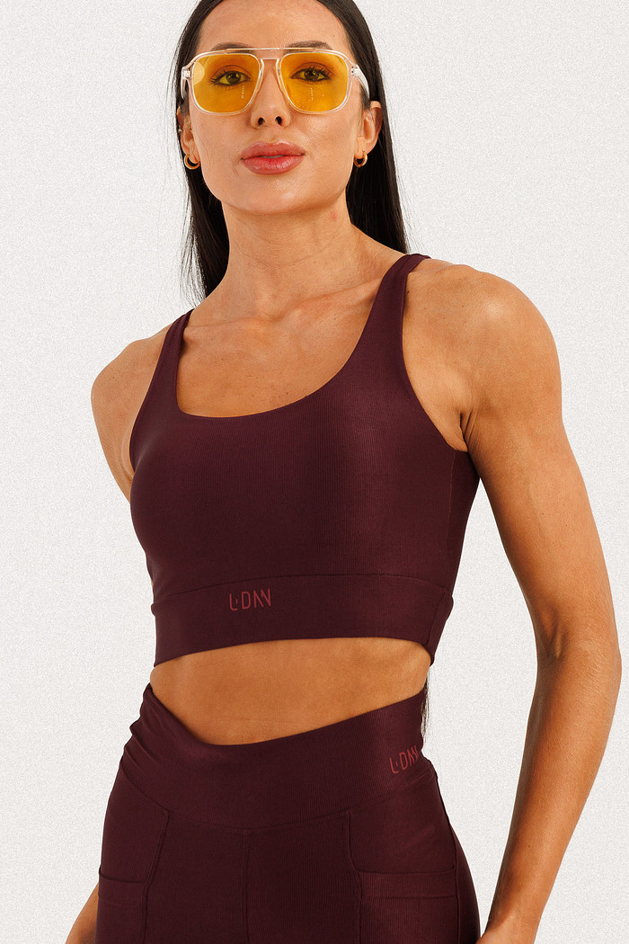 Top Alongado Canelado Roxo Plum