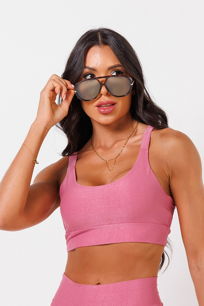 Top Canelado Alça Larga Rosa Blush