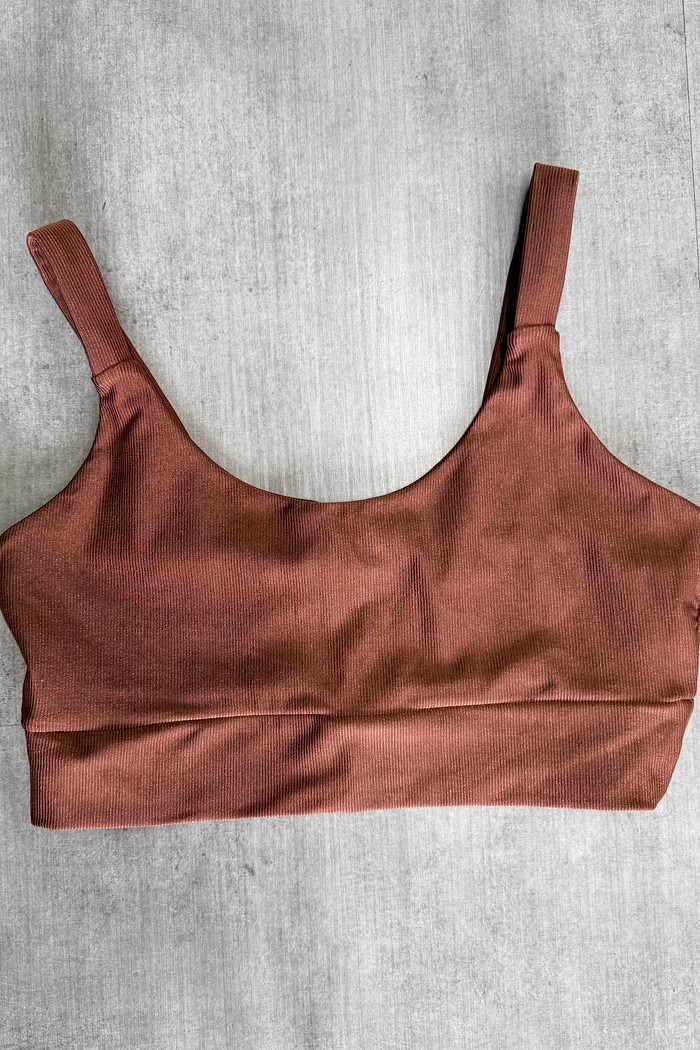 Top Canelado Alça Larga Bronze