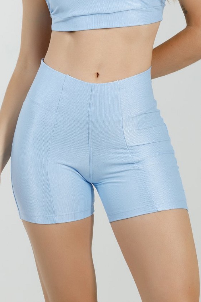 Shorts Canelado Azul Celeste