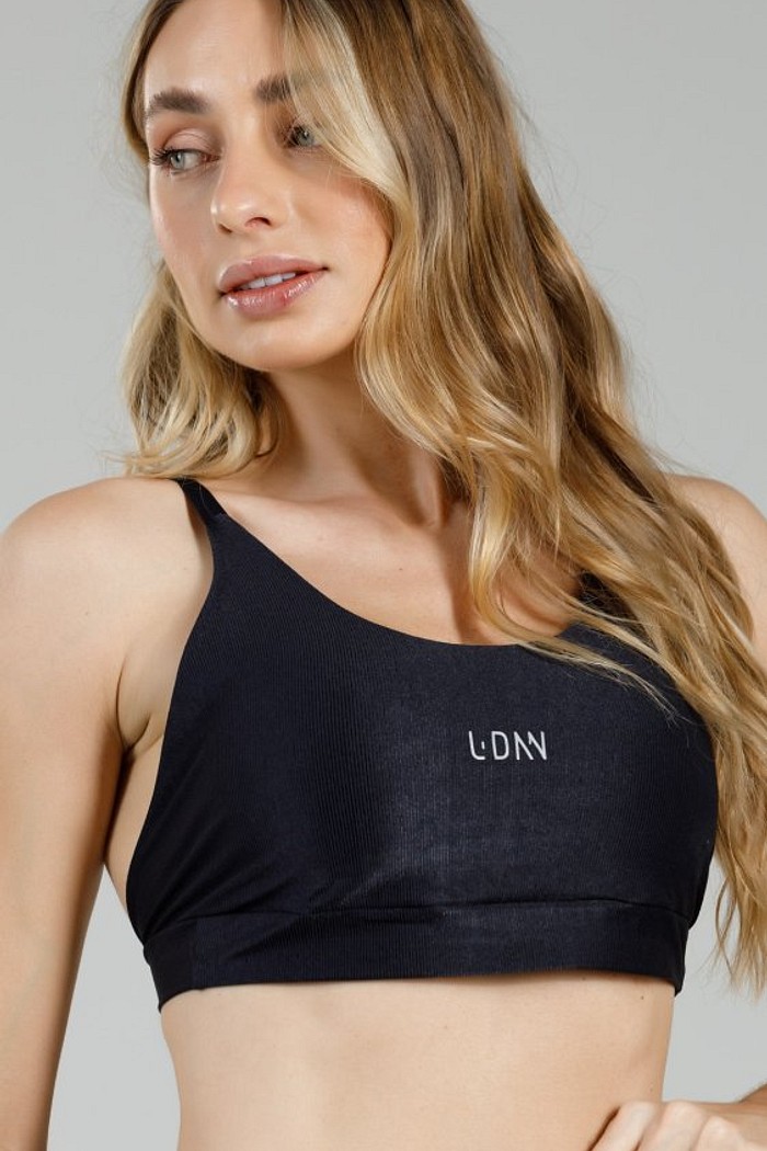 Top Canelado Alça Fina Preto