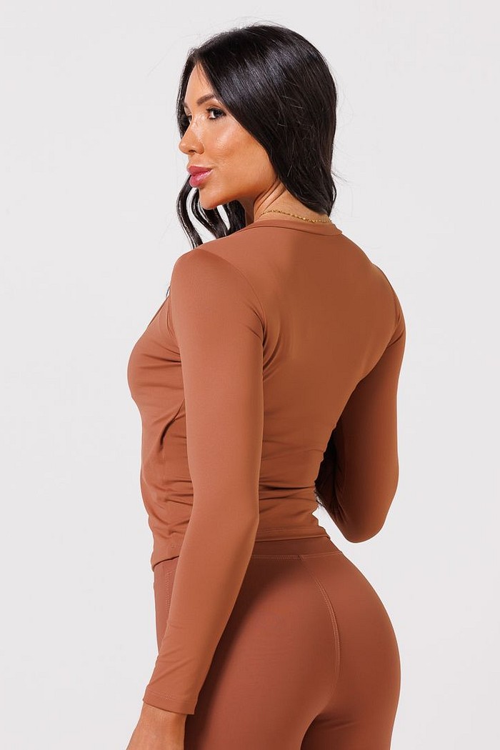 Blusa Cruzada Martina Manga Longa Bronze