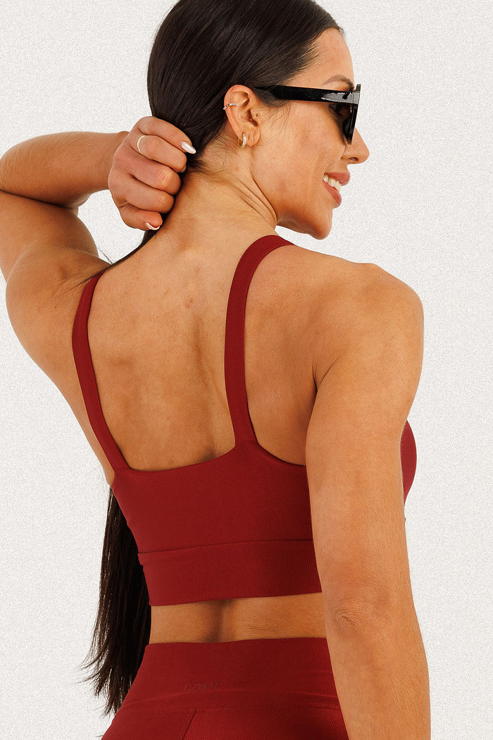 Top Canelado Alça Larga Cereja