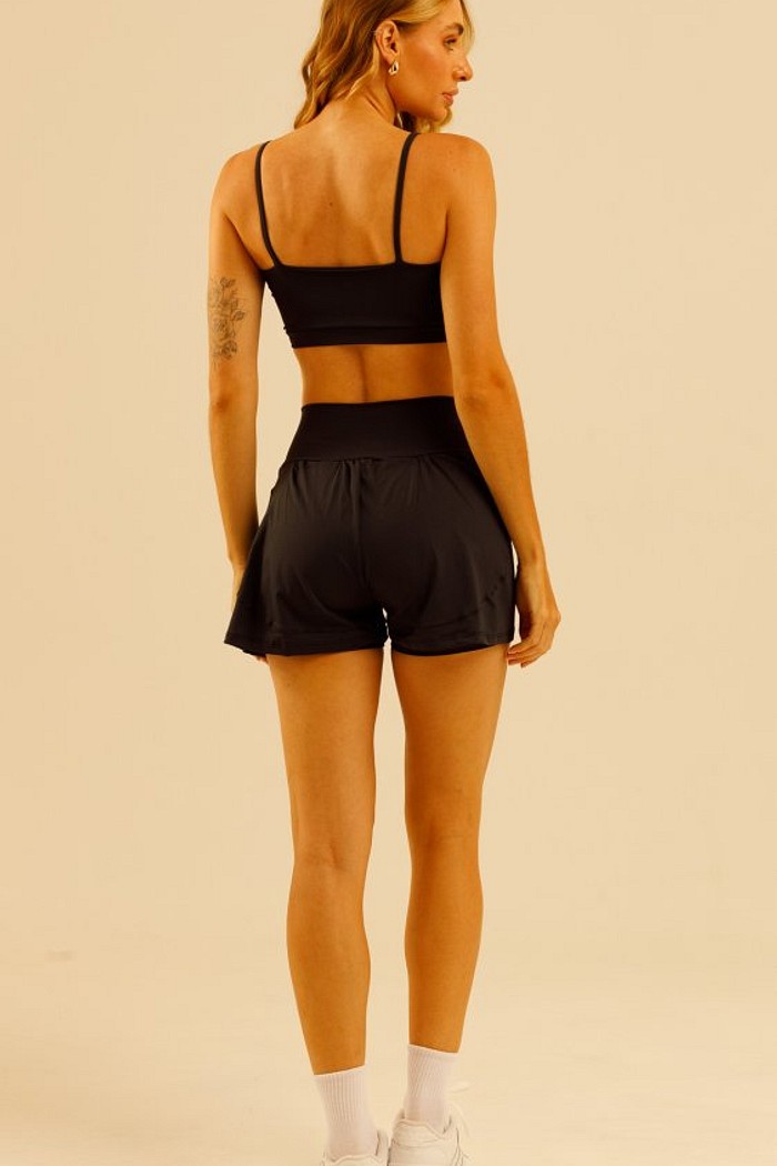 Shorts duplo com Bolso Eva Preto