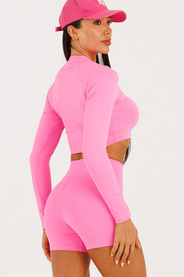 Blusa Manga Longa Rosa Chiclete