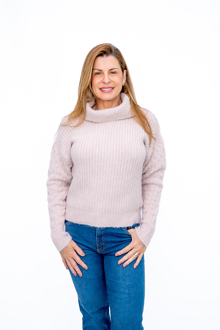 Blusão Gola Alta Tricot Rosê Bana Bana