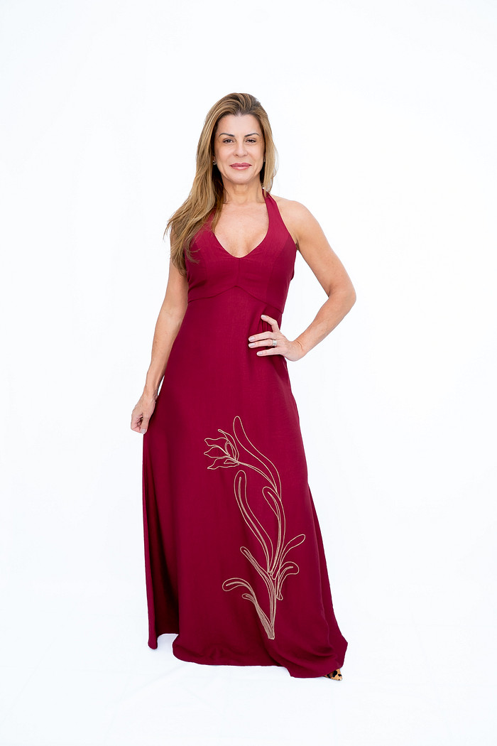 Vestido Longo com Bordados Rubi Bana Bana
