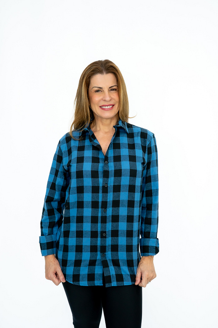 Camisa Xadrez Flanela Azul