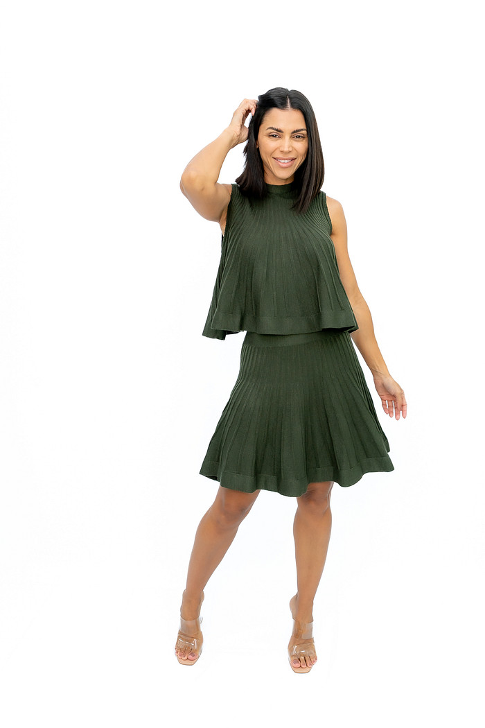 Conjunto Saia e Blusa Tricot Verde