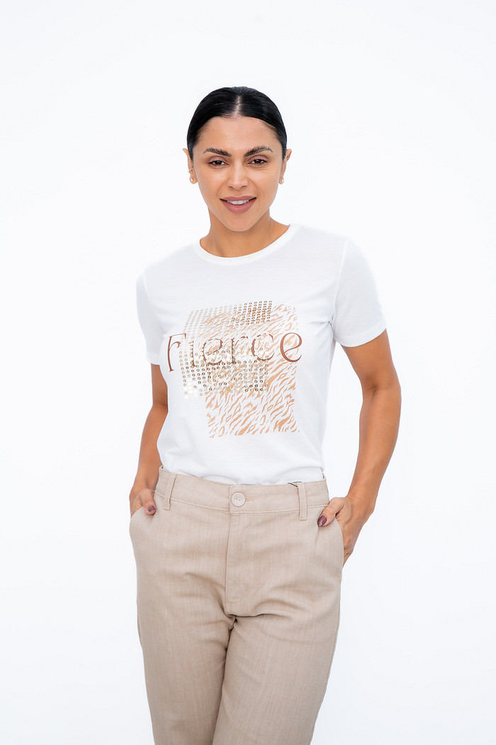 Tshirt com Paête na Frente Branca Bana Bana