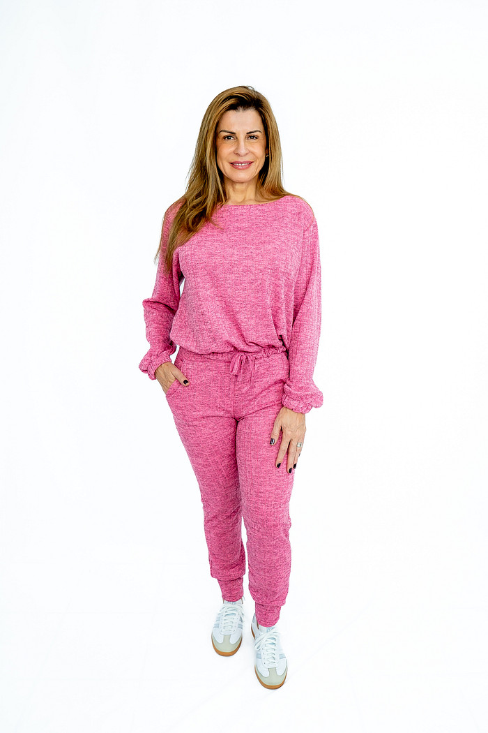 Conjunto Agasalho Blusa com Elástico Rosa