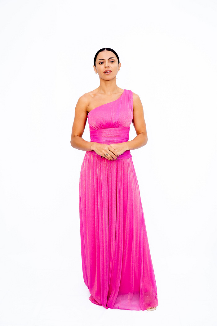 Vestido Longo Lurex Rosa