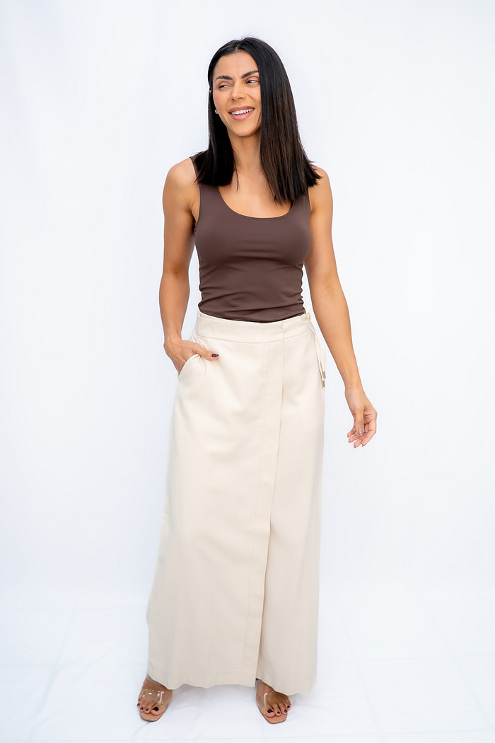 Saia / Calça Alfaiataria Bege Lênis