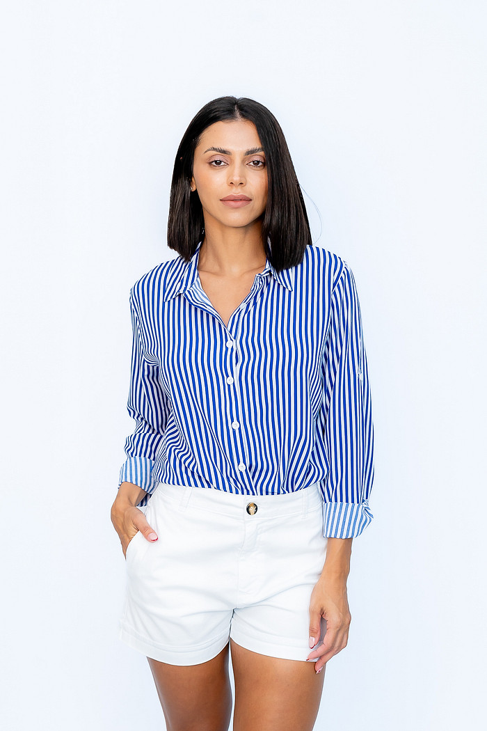 Camisa Listrada Azul Marinho