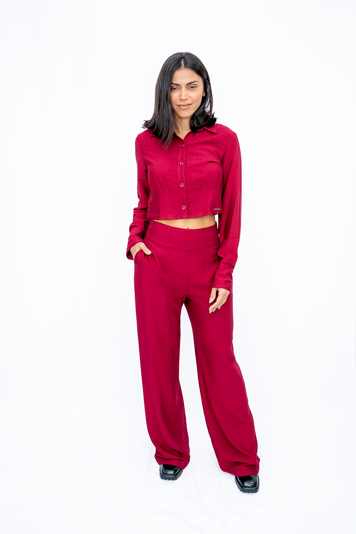 Calça Pantalona Crepe Rubi Bana Bana