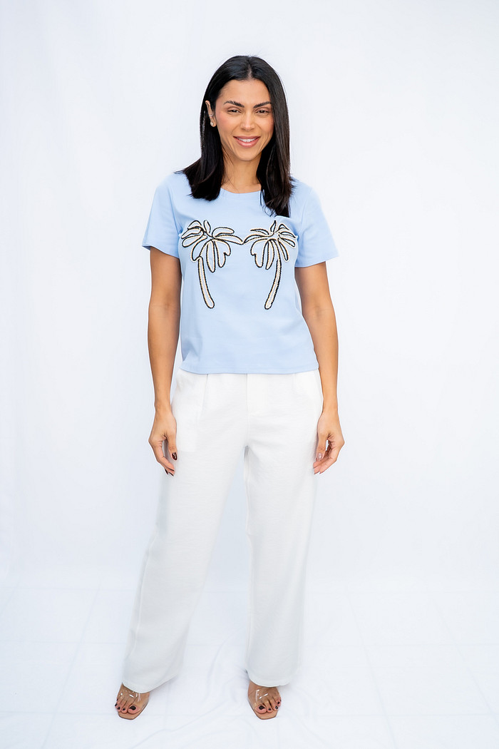 Calça Alfaiataria Pantalona Bolso Faca Branca