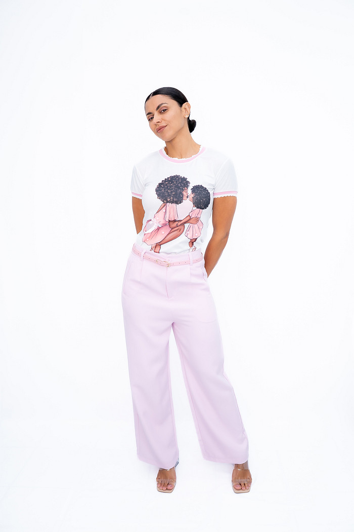 Calça Alfaiataria com Cinto Rosa