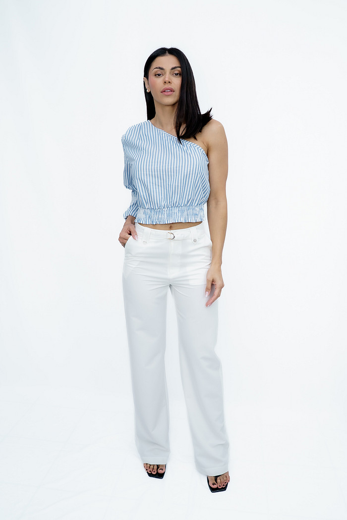Calça Alfaiataria  Branca Lênis