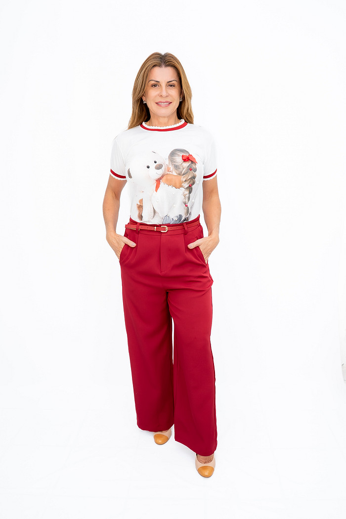 Calça Alfaiataria com Cinto Marsala