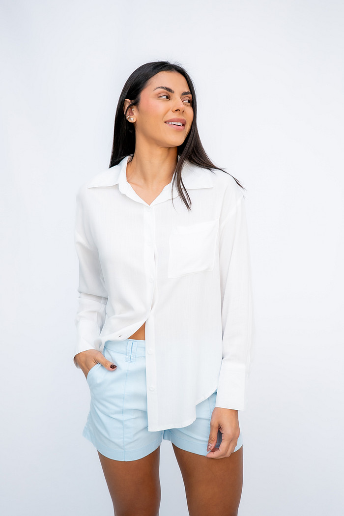 Shorts Alfaiataria Azul Lênis
