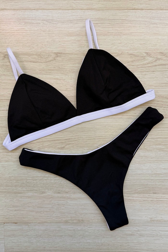 CONJUNTO: TOP KATE E ASA DELTA BLACK+WHITE