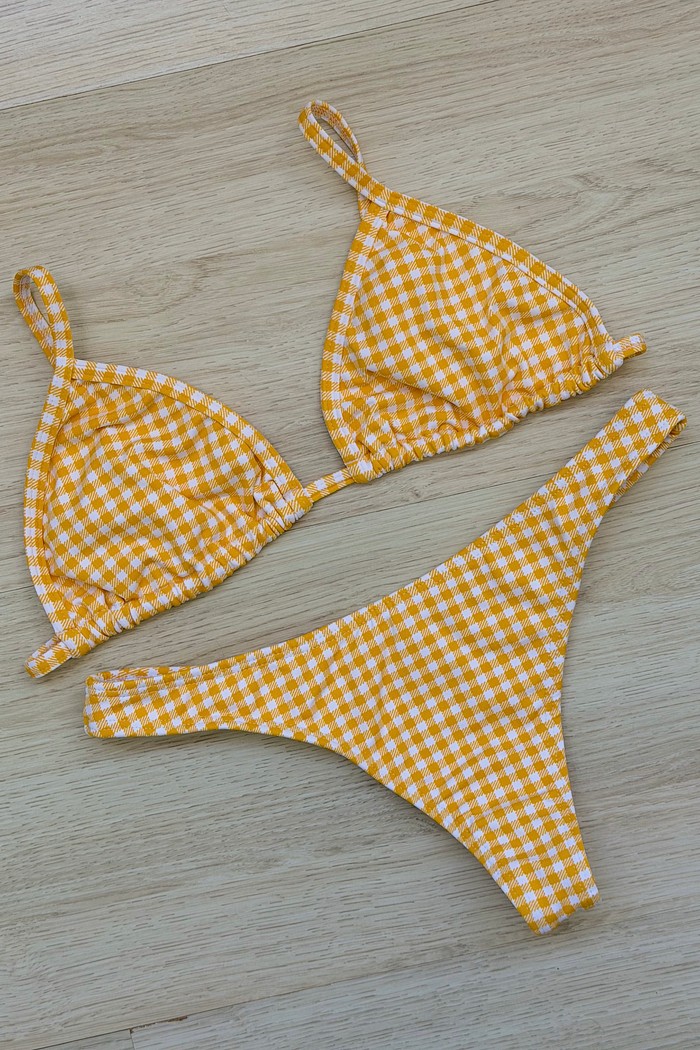 CONJUNTO: TOP SIMPLE E CALCINHA DUDA XADREZ SUN