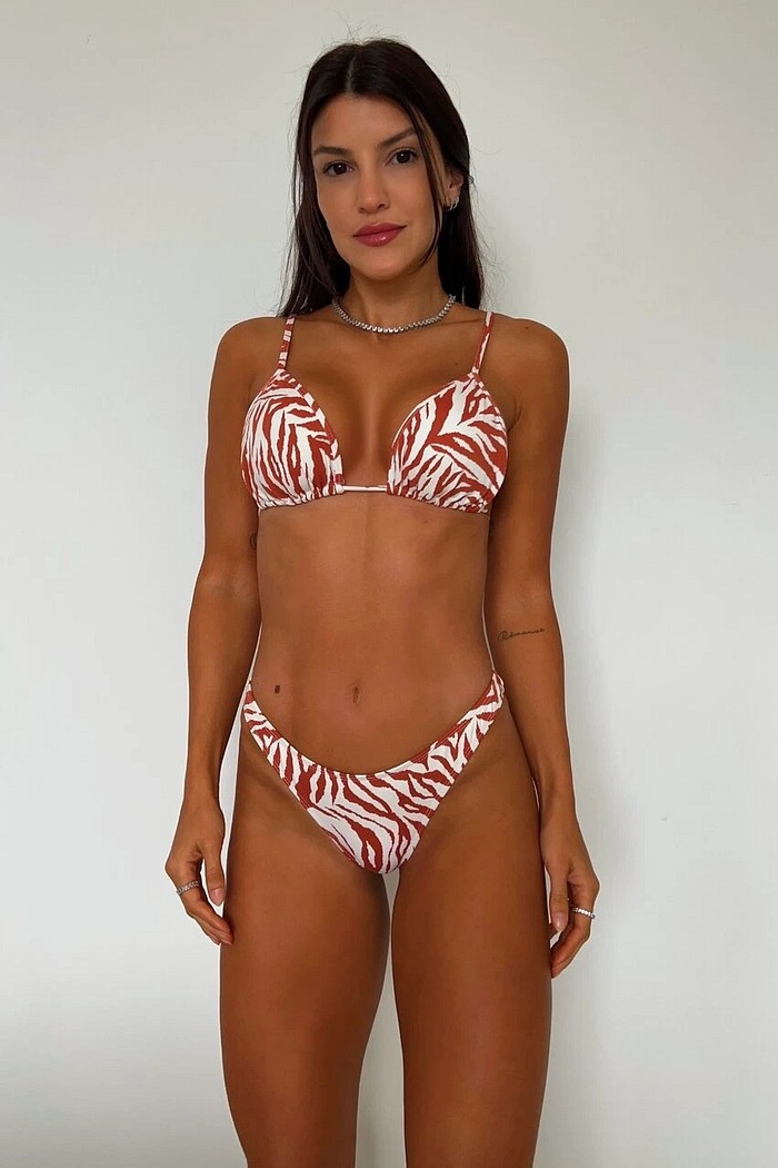 Conjunto: TOP SIMPLE E CALCINHA DUDA ZEBRA COBRE