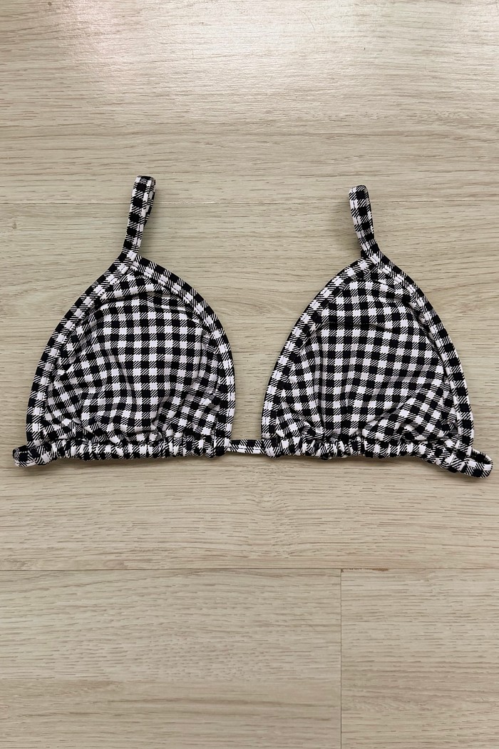 TOP DE BIQUÍNI CORTININHA SIMPLE XADREZ PRETO