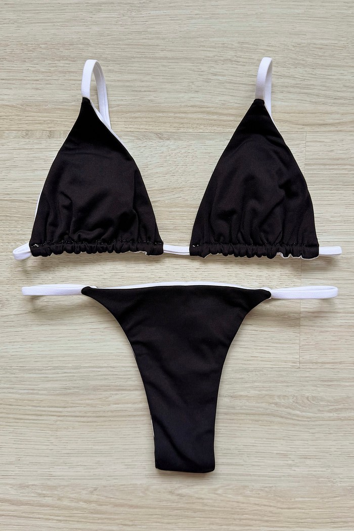 CONJUNTO: TOP LOLA E CACINHA KIM BLACK+WHITE