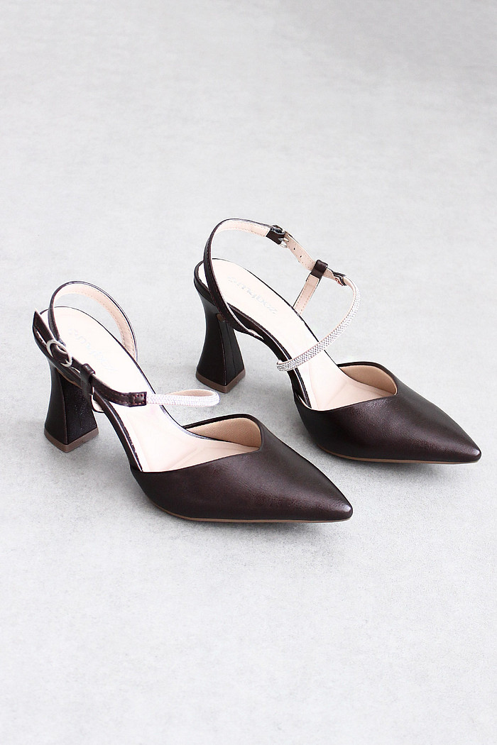 Scarpin Mybez Raquel com Strass na Tira e Salto Fino 9cm