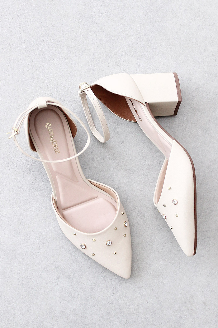 Scarpin Mybez Rebeca com Strass e Salto Bloco