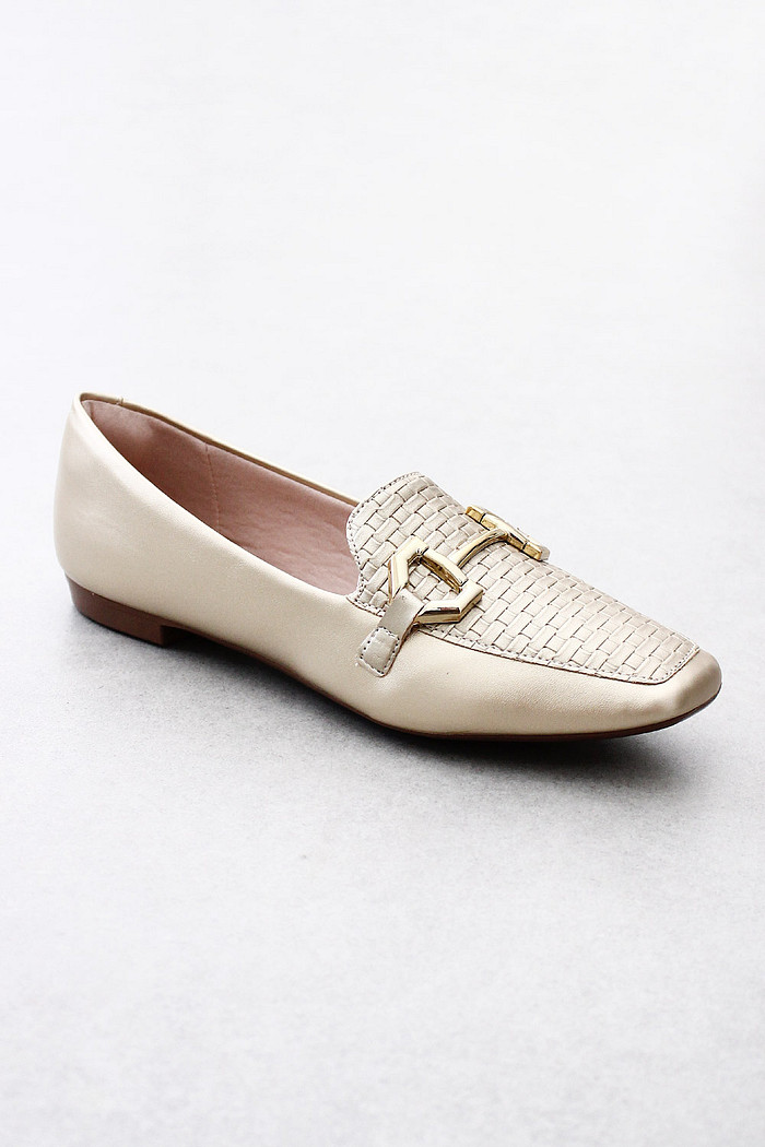 Mocassim Mybez Raquel Tresse em Napa Soft com Fivela Dourada