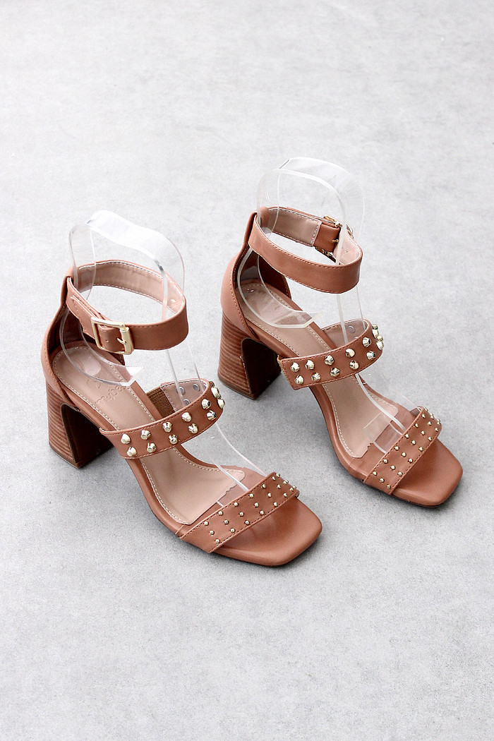 Sandália Mybez Alice com Tachas | Calcanhar Fechado | Salto 7,5cm