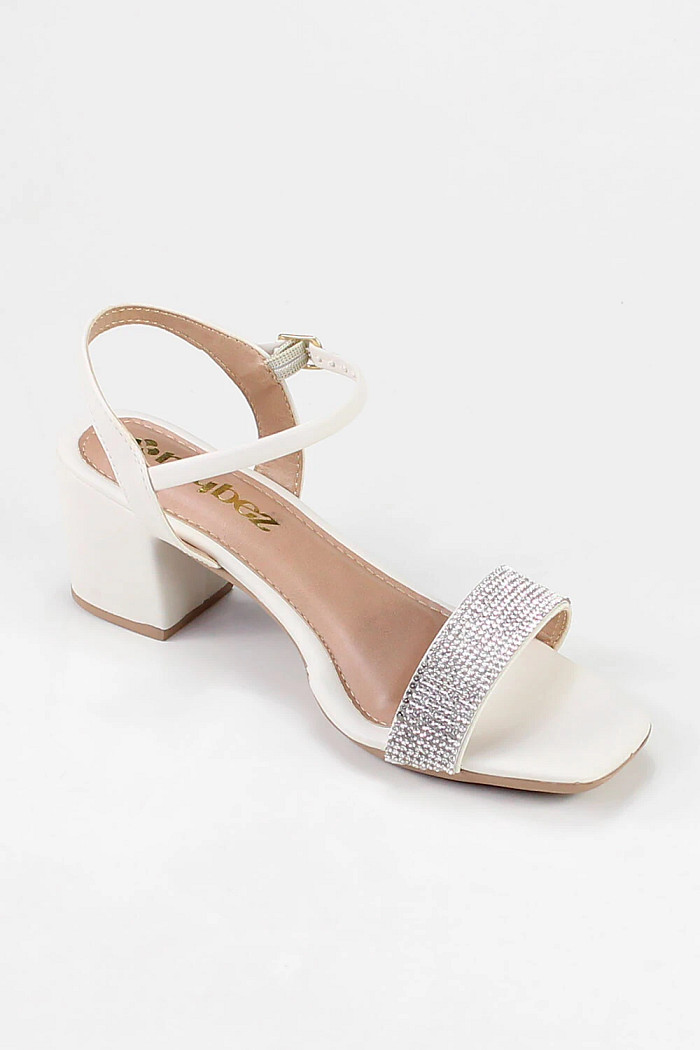 Sandalia Mybez Louize Pura Elegância com Tira de Strass e Salto de 6cm