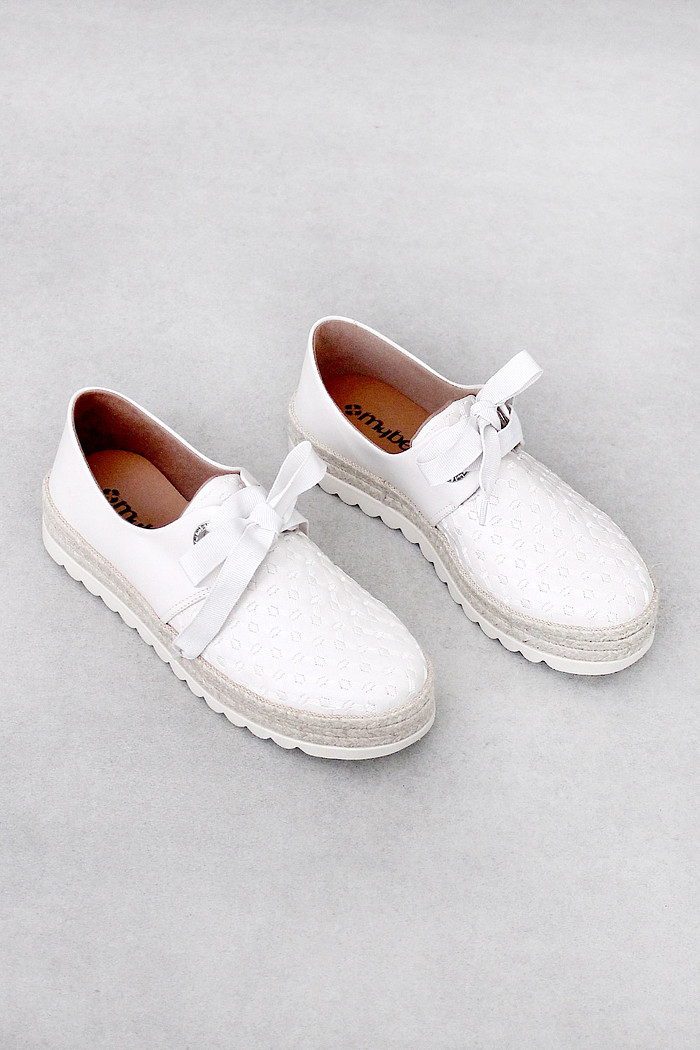 Tênis Mybez Luana com Cadarço em Gorgurão OffWhite