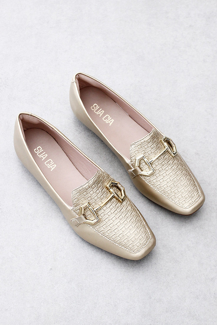 Mocassim Mybez Raquel Tresse em Napa Soft com Fivela Dourada