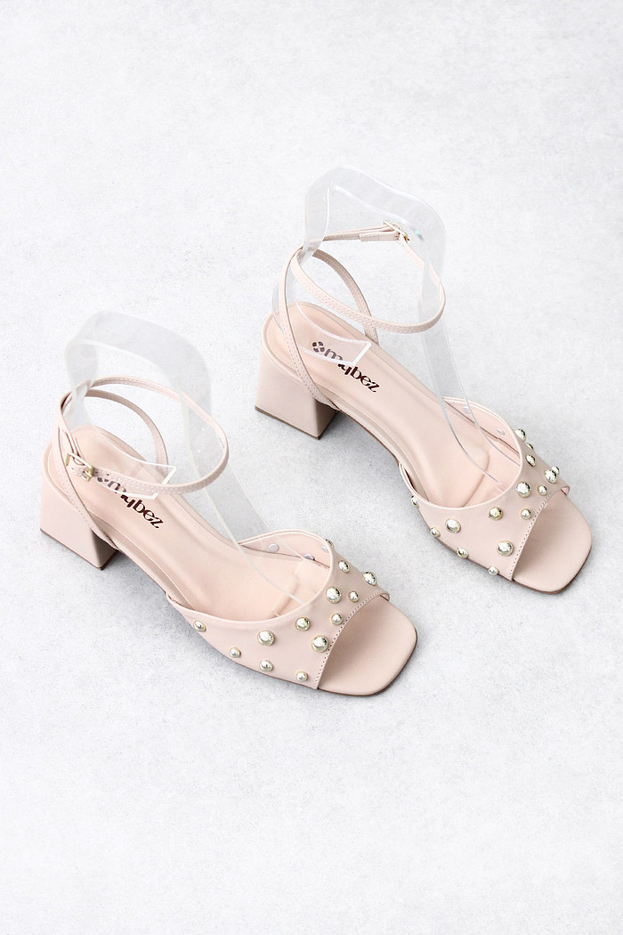 Sandália Mybez Mabel com Tachas | Salto Bloco 7cm