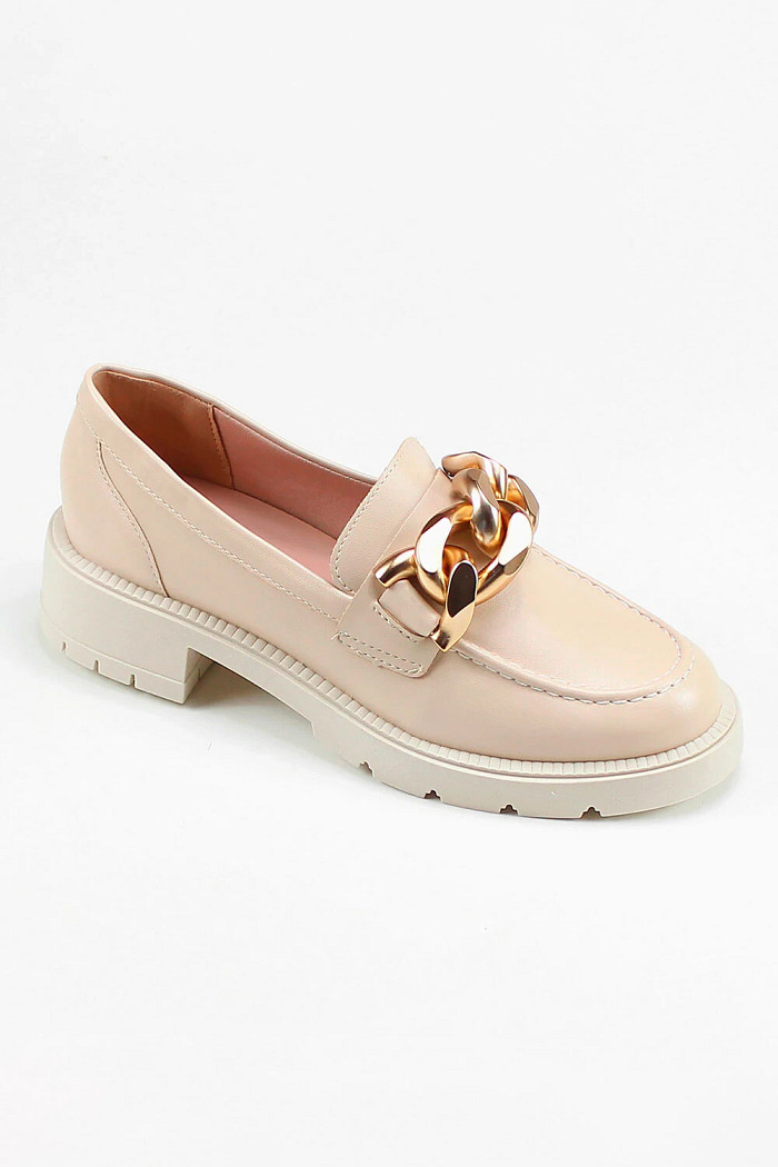 Mocassim Ana com Detalhe em Corrente Dourada e Sola Tratorada