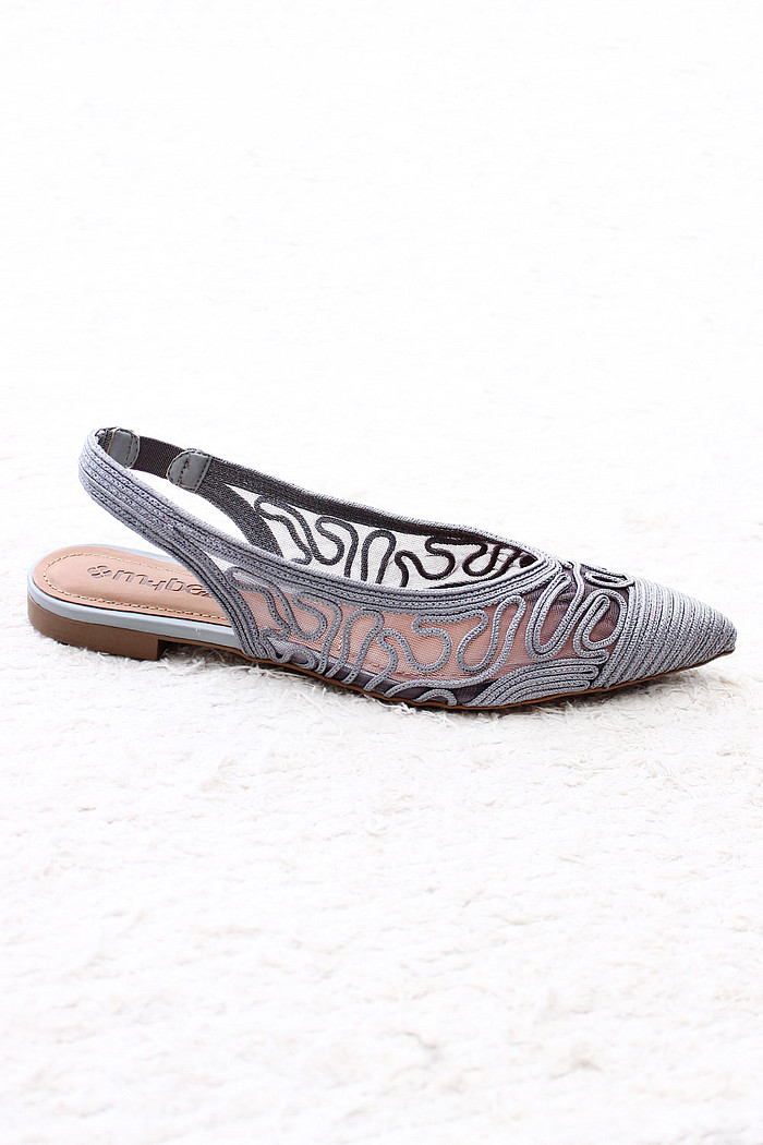 Sapatilha Mybez Beatriz com Bordado, Tela e Elástico de Ajuste