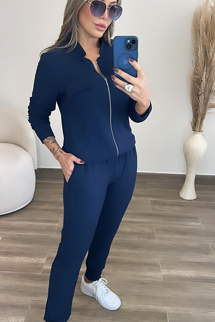 Conjunto Dalila de Moletinho de Algodão Marinho