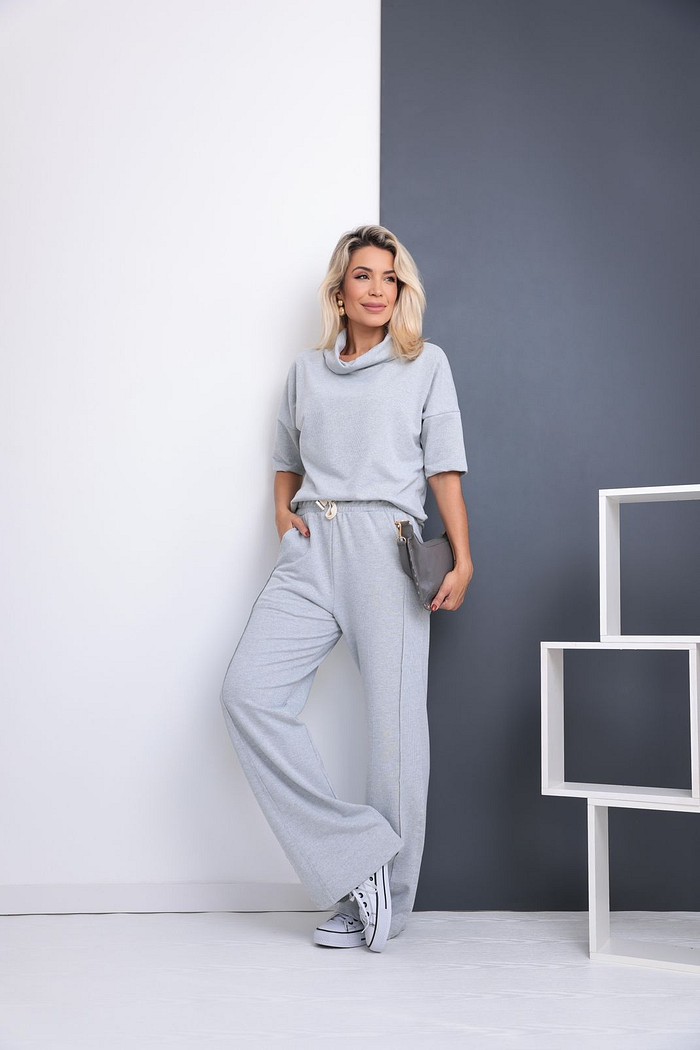 Conjunto Ariel Gola Role e Cadarço Cinza Claro