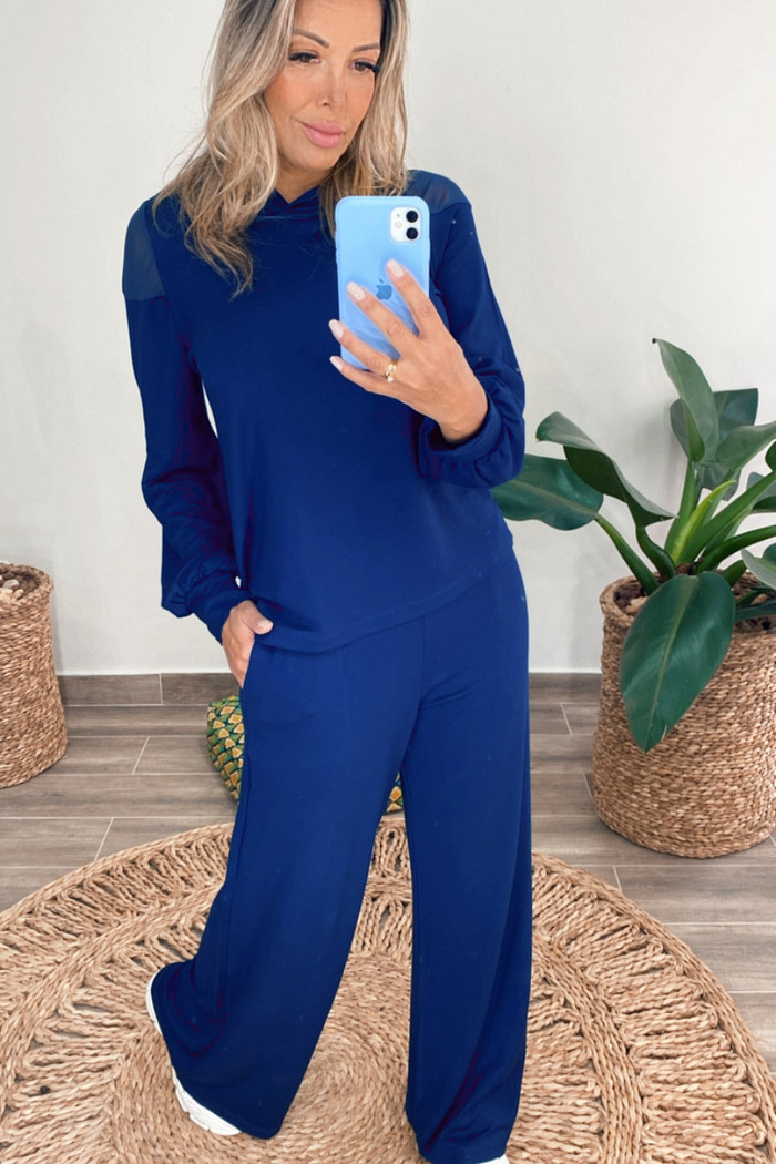 Conjunto com Capuz e Pantalona Vivian Azul Marinho