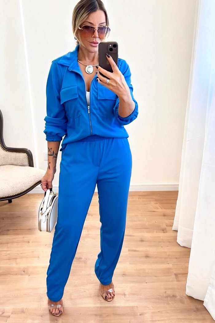 Conjunto Crepe Alfaiataria Catarina - Azul lavanda